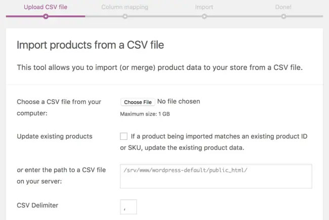 在 WooCommerce 中导入 CSV